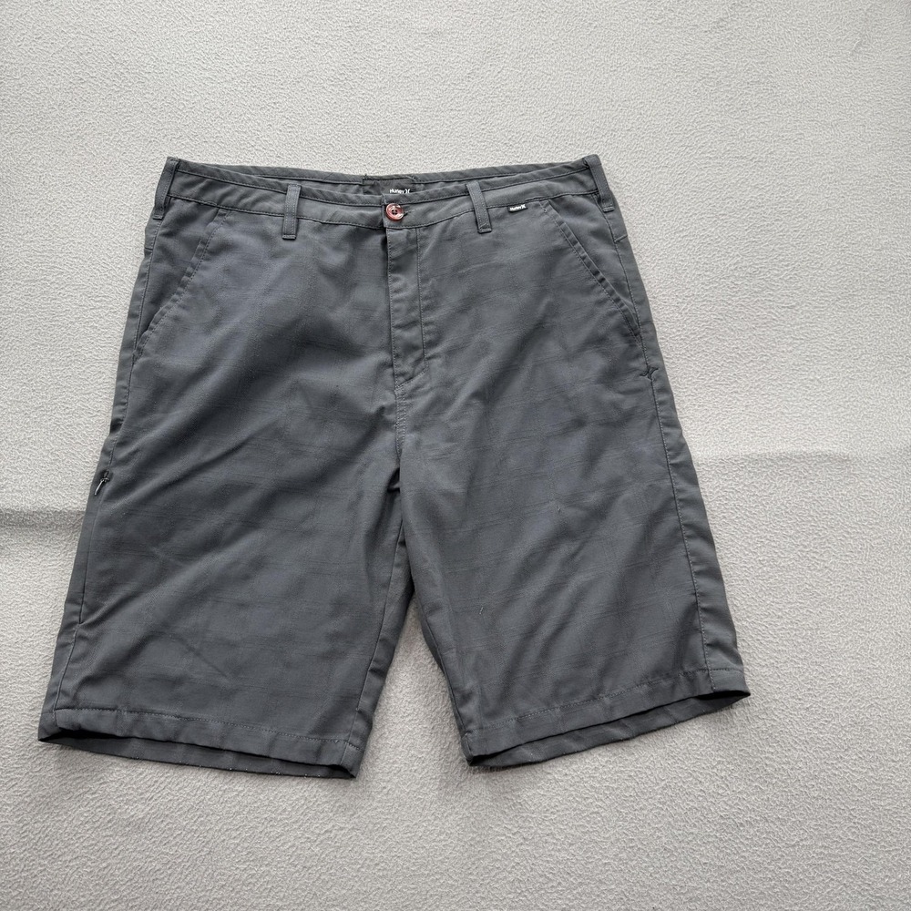 Hurley Shorts Mens 34 Gray Chino Polyester 10 Inseam Casual Golf Summer Beach.